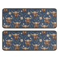 thumbnail image 1 of Highland Cow and Flower Print Anti Fatigue Kitchen Rugs Set Of 2, Non Slip Washable Decorative Floor Mats for Sink Laundry and Home Use, 17"x47", 1 of 5