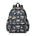 thumbnail image 1 of Highland Cow and Flower Print Backpack for School, Cute School Bag with Adjustable Shoulder Straps and Padded Back, 13.4"x11"x4.7", 1 of 5