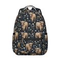 thumbnail image 1 of Highland Cow and Flower Print Backpack for School, Cute School Bag with Adjustable Shoulder Straps and Padded Back, 15.3"x11"x7.1", 1 of 5