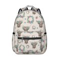 thumbnail image 1 of Highland Cow and Flower Print Backpack for School, Cute School Bag with Adjustable Shoulder Straps and Padded Back, 15.3"x11"x7.1", 1 of 4