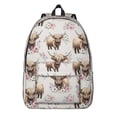 thumbnail image 1 of Highland Cow and Flower Print Backpack for School, Cute School Bag with Adjustable Shoulder Straps and Padded Back, 15.7"x11.8"x5.5", 1 of 5