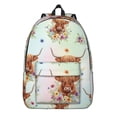thumbnail image 1 of Highland Cow and Flower Print Backpack for School, Cute School Bag with Adjustable Shoulder Straps and Padded Back, 15.7"x11.8"x5.5", 1 of 5