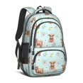 thumbnail image 1 of Highland Cow and Flower Print Backpack for School, Cute School Bag with Adjustable Shoulder Straps and Padded Back, 16.9"x12.6"x5.9", 1 of 5