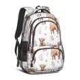 thumbnail image 1 of Highland Cow and Flower Print Backpack for School, Cute School Bag with Adjustable Shoulder Straps and Padded Back, 16.9"x12.6"x5.9", 1 of 5