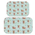 thumbnail image 1 of Highland Cow and Flower Print Bath Mat Set Of 2,Non-Slip Rug for Bathroom,Kitchen,Bedroom,Entrance, 30x17 and 23.5x15.7 Inches, 1 of 5