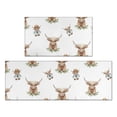 thumbnail image 1 of Highland Cow and Hat Print Anti Fatigue Kitchen Rugs Set Of 2, Non Slip Washable Decorative Floor Mats for Kitchen Sink Laundry, 17"x30" and 17"x47", 1 of 6
