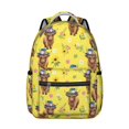 thumbnail image 1 of Highland Cow and Hat Print Backpack for School, Cute School Bag with Adjustable Shoulder Straps and Padded Back, 15.3"x11"x7.1", 1 of 4