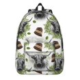 thumbnail image 1 of Highland Cow and Leaf Print Backpack for School, Cute School Bag with Adjustable Shoulder Straps and Padded Back, 15.7"x11.8"x5.5", 1 of 5