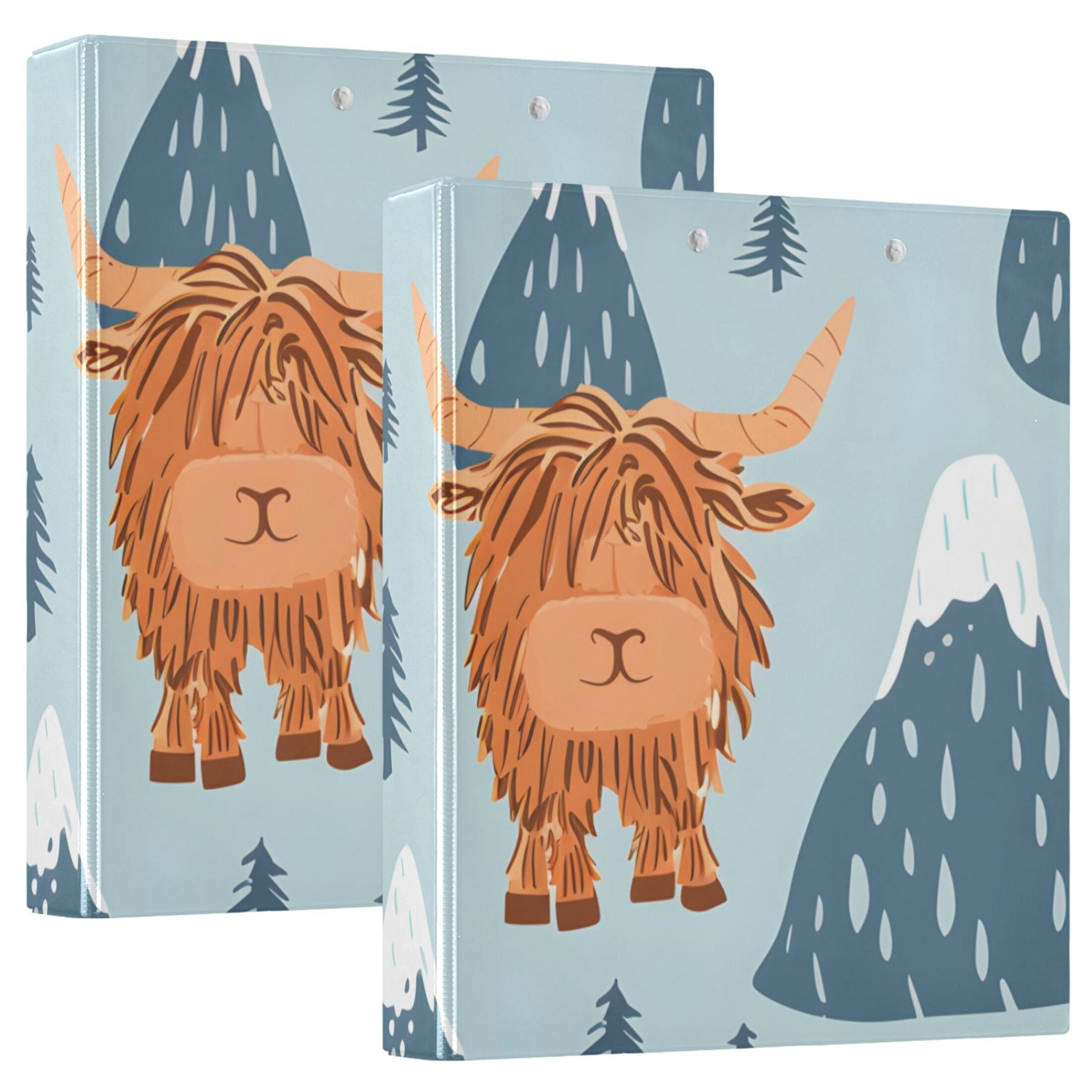 Highland Cow And Mountains Hardcover Ring Binder Inch Round Rings With Interior Pockets