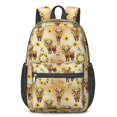 thumbnail image 1 of Highland Cow and Sunflower Print 17" Waterproof Oxford School Backpacks for Teens, S-Shape Padded Straps, for School, Travel, Hiking, Camping, 1 of 5