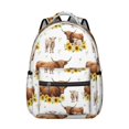 thumbnail image 1 of Highland Cow and Sunflower Print Backpack for School, Cute School Bag with Adjustable Shoulder Straps and Padded Back, 15.3"x11"x7.1", 1 of 5