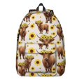 thumbnail image 1 of Highland Cow and Sunflower Print Backpack for School, Cute School Bag with Adjustable Shoulder Straps and Padded Back, 15.7"x11.8"x5.5", 1 of 5