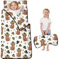 thumbnail image 1 of Highland Cow and Sunflower Print Teens Toddler Nap Mat with Pillow, Sleeping Mat Bag for Preschool Daycare 51"x22", 1 of 6
