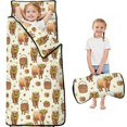 thumbnail image 1 of Highland Cow and Sunflower Print Teens Toddler Nap Mat with Pillow, Sleeping Mat Bag for Preschool Daycare 59"x22", 1 of 6