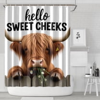 Highland Cow with Flowers 72"x84" Shower Curtain,Bathroom Decorative Shower Curtains Set with 12 Hooks,Modern Waterproof Washable Shower Curtain