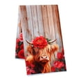 thumbnail image 1 of Highland Cow with Flowers Hand Towels, Absorbent Kitchen Towels Dish Towel for Home Bathroom Gym Hotel Holiday Decor,17.7x27.5 inch, 1 of 6