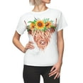 thumbnail image 1 of Highland Cow with Sunflower White Women's AOP Cut & Sew Tee Size: XS-2XL, 1 of 6
