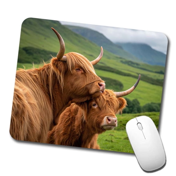 Highland Cows Hug Love Mouse Pad Low Profile Gaming Mat