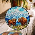 thumbnail image 1 of Highland Cows Mountain View Glass Suncatcher, Rustic Window Decor, for Dad, 7.9 in, 1 of 3