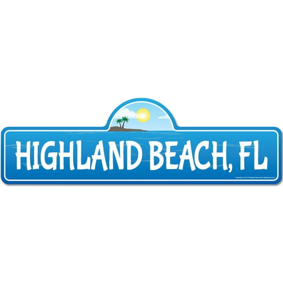 Highland FL Florida Beach Street Sign | Indoor/Outdoor | Surfer Ocean Lover Décor For Beach House Garages Living Rooms Bedroom | Signmission Personalized Gift