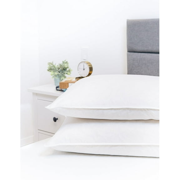 Highland Feather 600 Loft European White Down Pillow 233TC Pure Cotton Casing, One Pillow