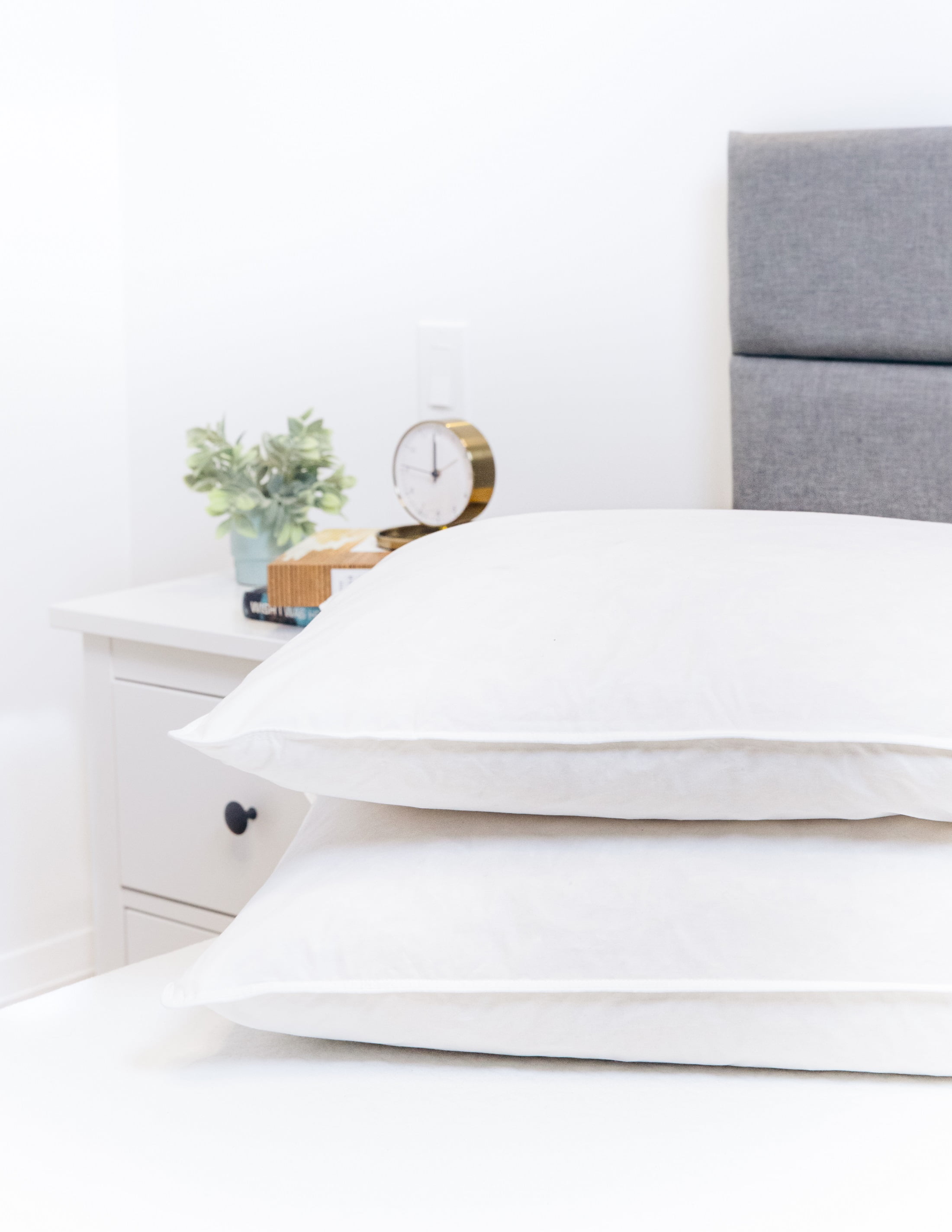 Highland Feather 600 Loft European White Down Pillow 233TC Pure Cotton Casing, Two Pillows
