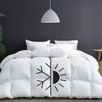 Highland Feather Dual Warmth 600 Loft White Down Duvet 500TC Pure Cotton Casing SmartCare