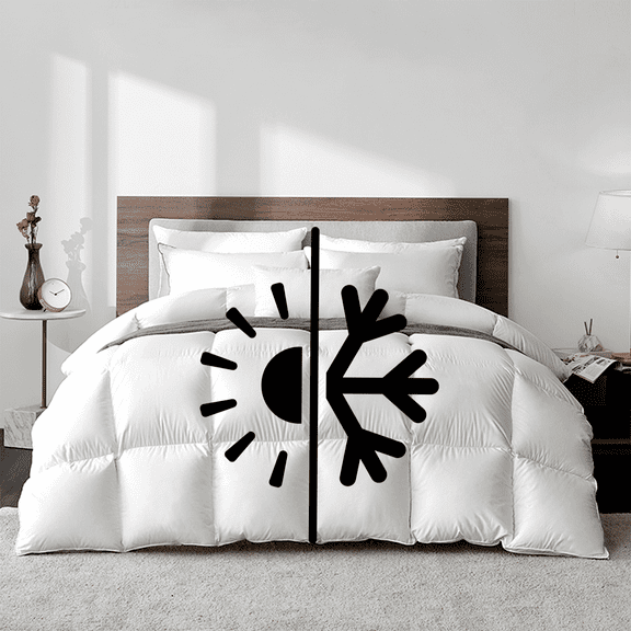 Highland Feather Dual Warmth 750 Loft Hungarian White Goose Down Duvet 700TC Pure Cotton Casing SmartCare