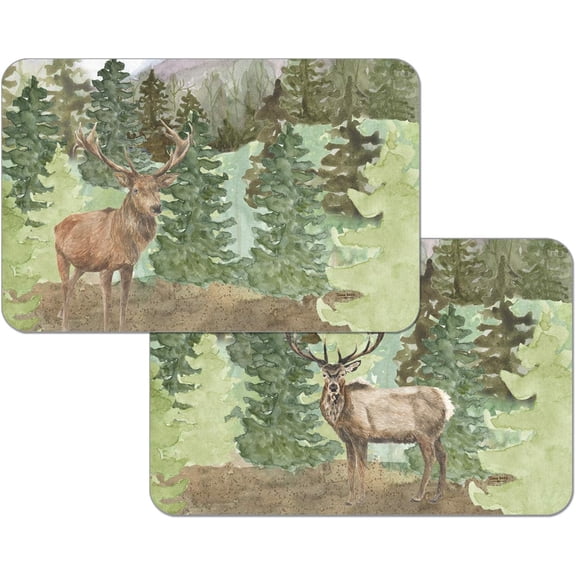 Highland Home 4 Reversible Wipe Clean Placemats, Wilderness Retreat
