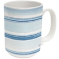 thumbnail image 1 of Highland Home Beach Blue Stripes 15 oz. Decorative Ceramic Mug, 1 of 5
