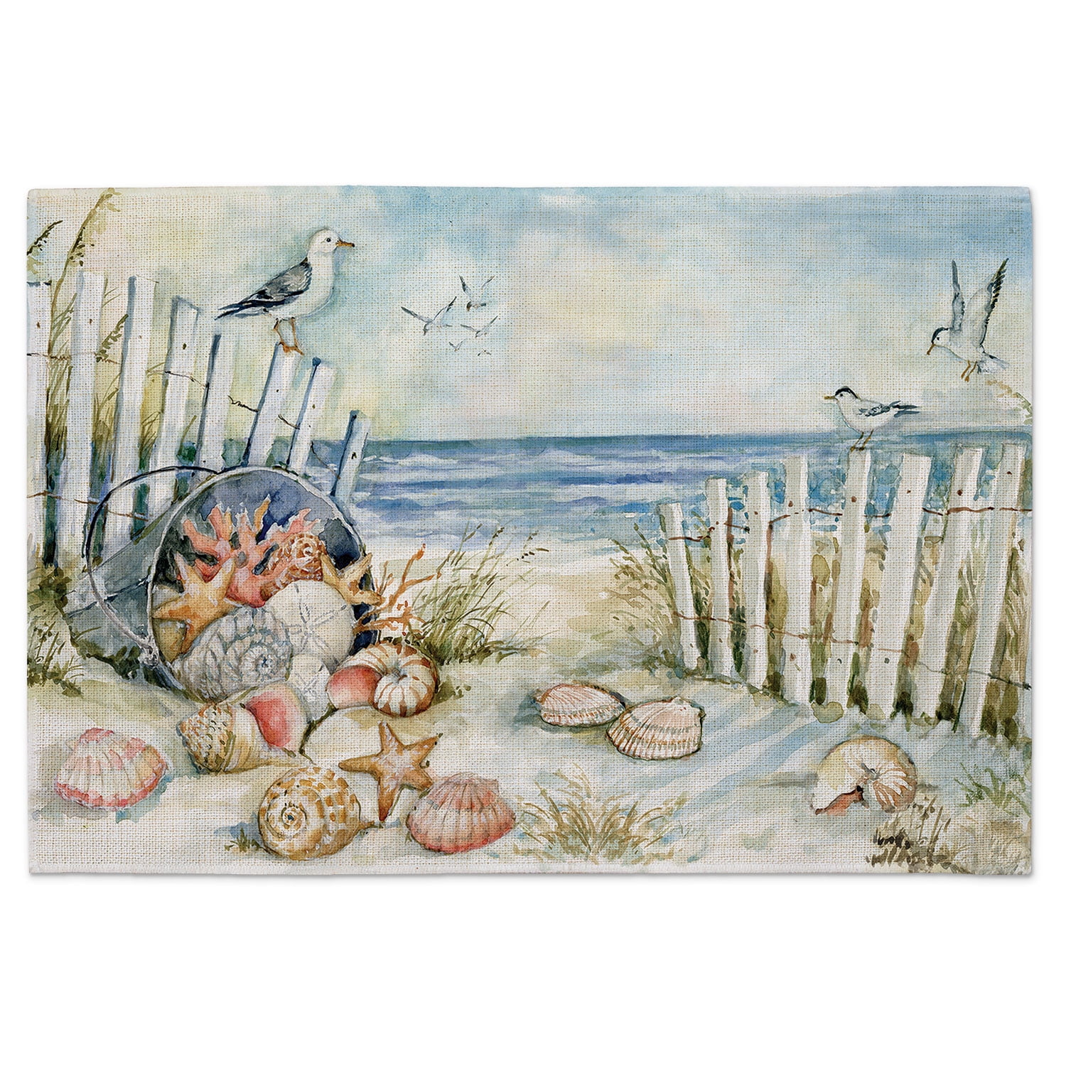 Highland Home "Coastal View" 4-Pack Cotton Blend Washable Placemats