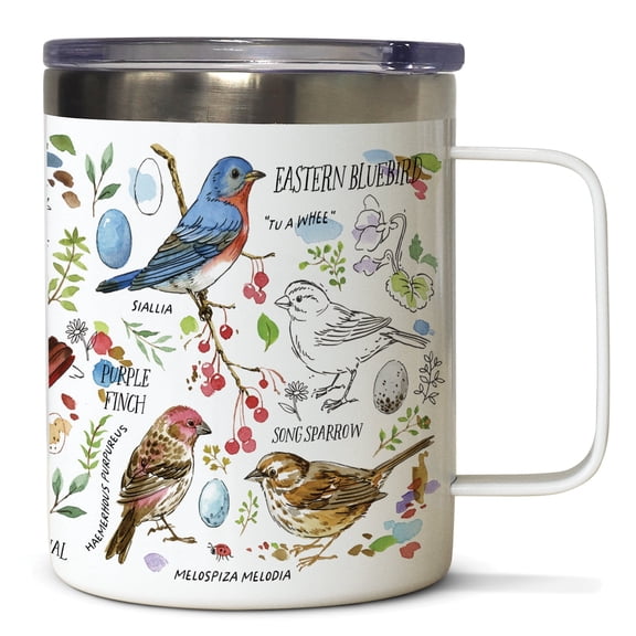 CounterArt Drawn to Birds Stainless Steel Mug with Lid 12 oz.