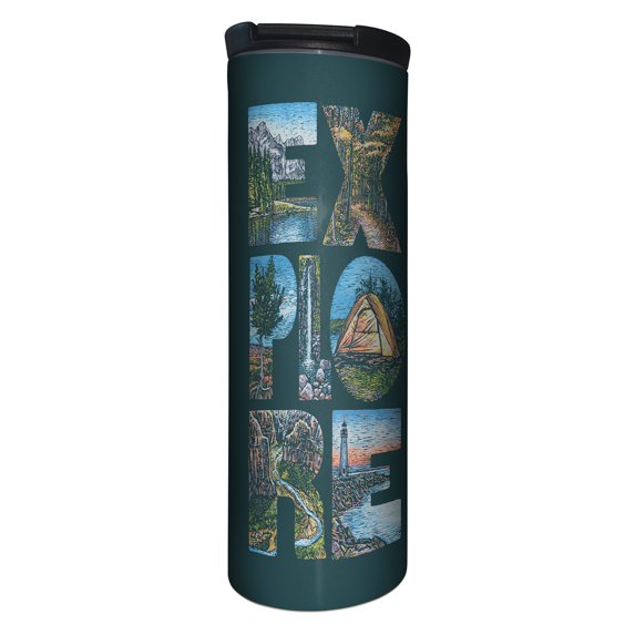 Highland Home "Explore" 17 oz. Double Wall Stainless Steel Tumbler w/Lid