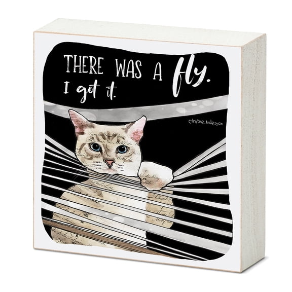 Highland Home Got The Fly Freestanding Solid Wood Block Sign