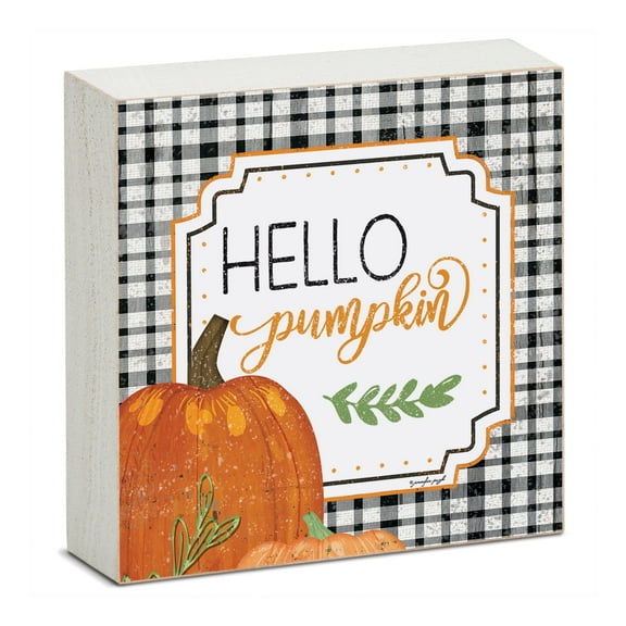 Highland Home "Hello Pumpkin" Freestanding Solid Wood Block Sign