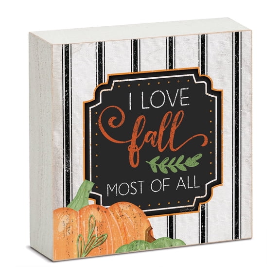 Highland Home "I Love Fall" Freestanding Solid Wood Block Sign