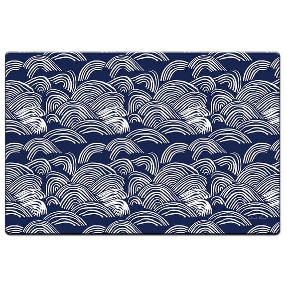 Highland Home "Indigo Waves" 30" x 20" Comfort Kitchen Floor Mat