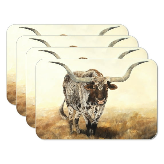 Highland Home "Longhorn" 4-Pack Reversible Easy Care Plastic Placemats