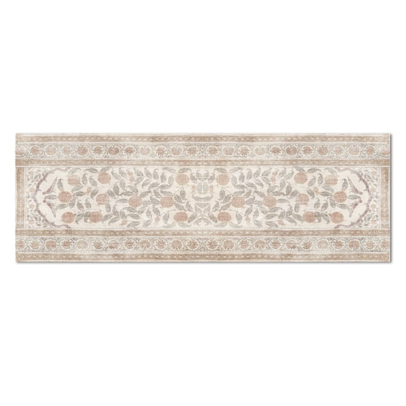 Highland Home Neutral Textile Pattern Deco-Floor Mat 6' x 2'