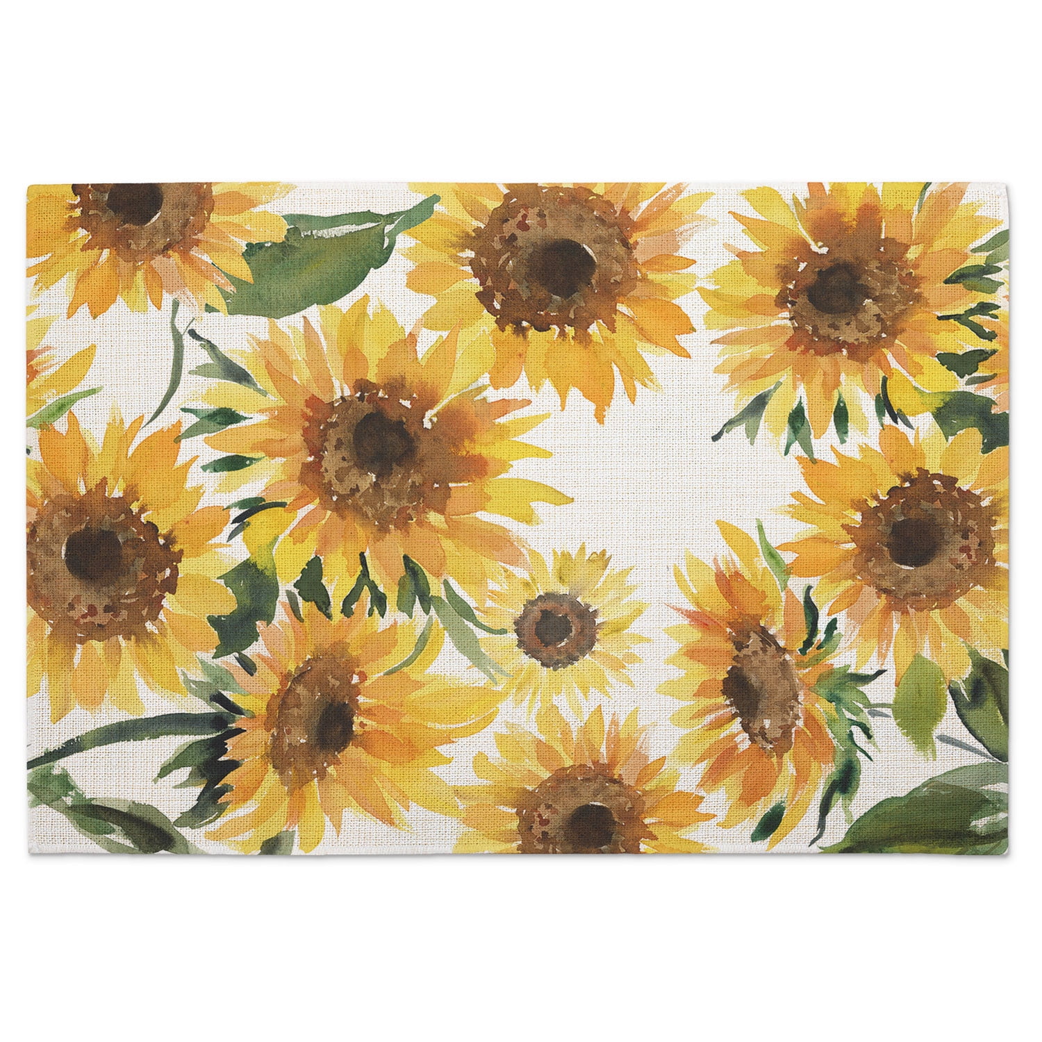 Highland Home Sunflowers 4-Pack Cotton Blend Washable Placemats