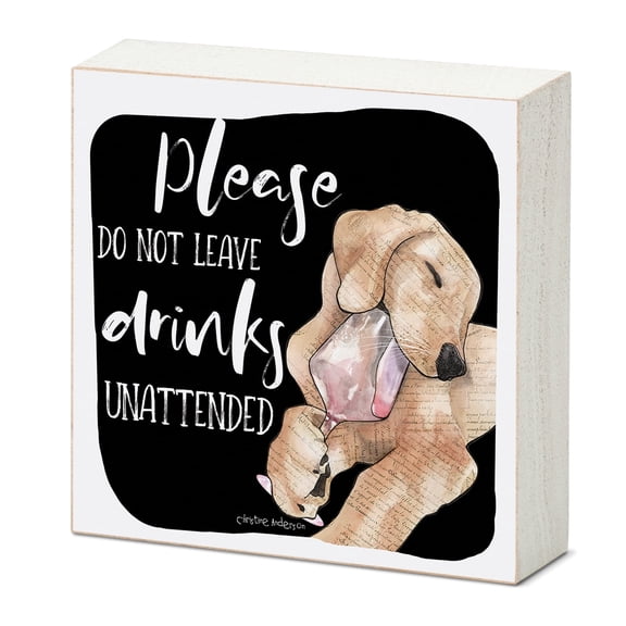 Highland Home Unattended Dog Freestanding Solid Wood Block Sign