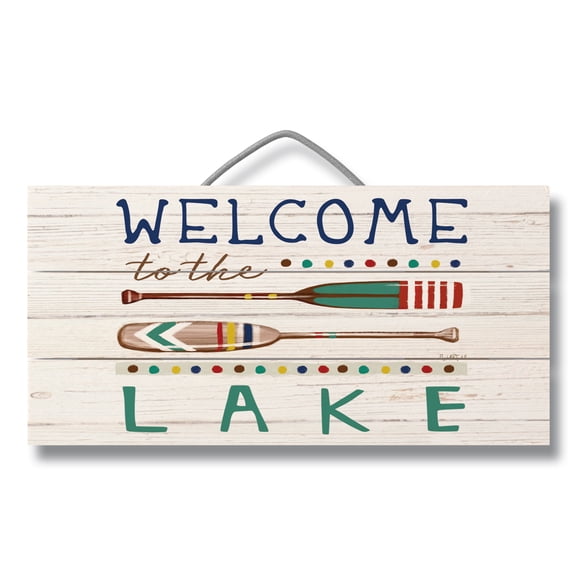 Highland Home Welcome To The Lake Oars Decorative Slatted Pallet Wood Sign
