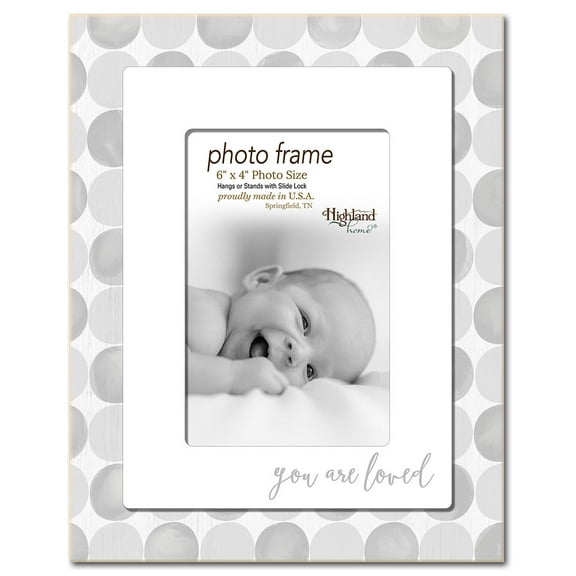 Highland Home Wood Photo Frame, Vertical, 9 3/4" x 7 3/4", Polka Dots-Grey