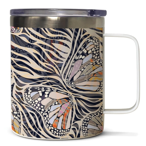 CounterArt Zebra Butterflies Stainless Steel Mug with Lid 12 oz.