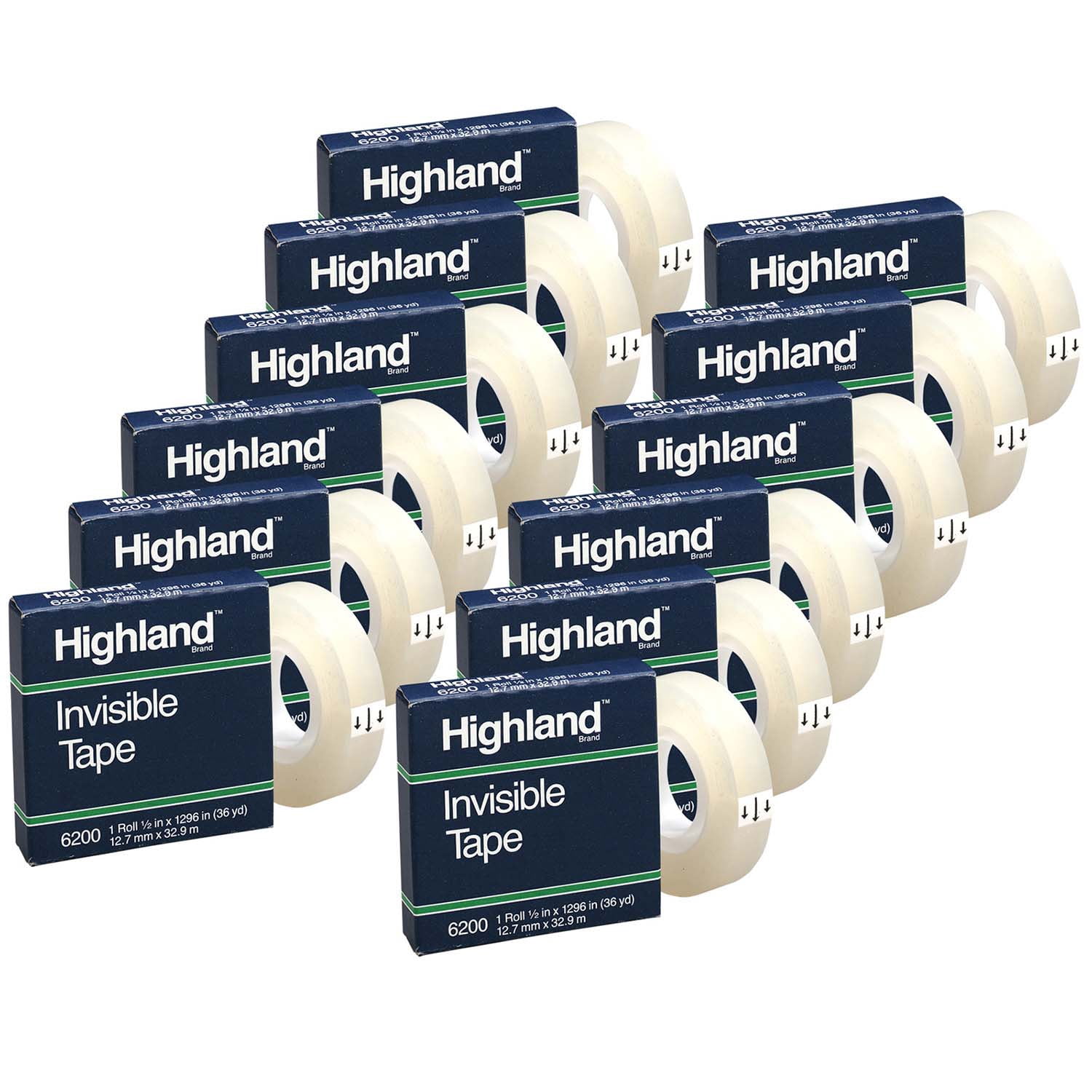 Highland Invisible Tape, 1/2" x 1296", 12 Rolls