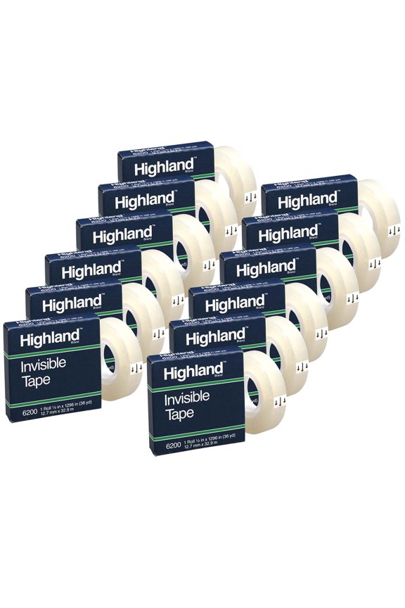 Invisible Tape, 1/2" x 1296", 12 Rolls