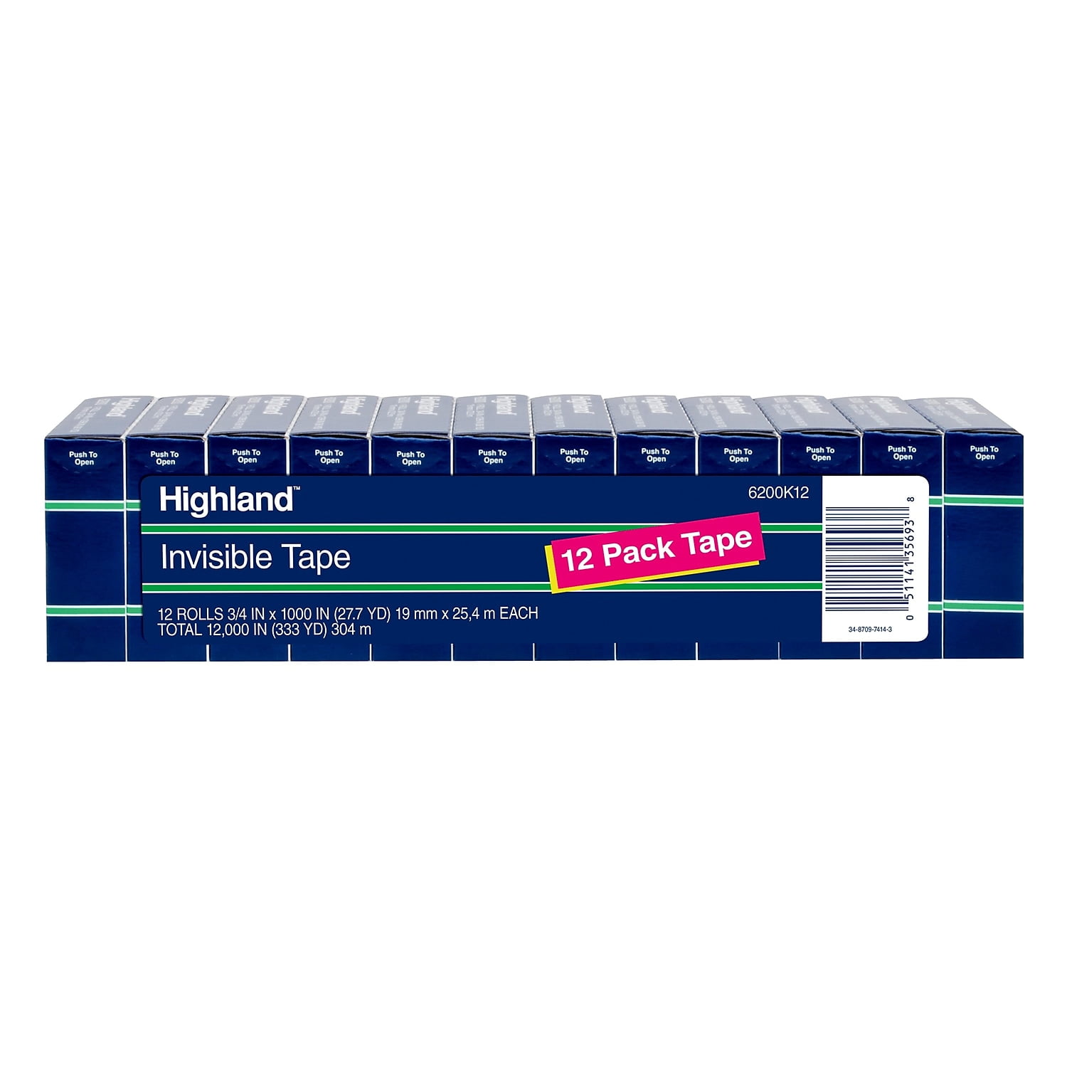 Highland Invisible Tape 3/4" x 27.7 yds. 144/Carton (6200K12VS)