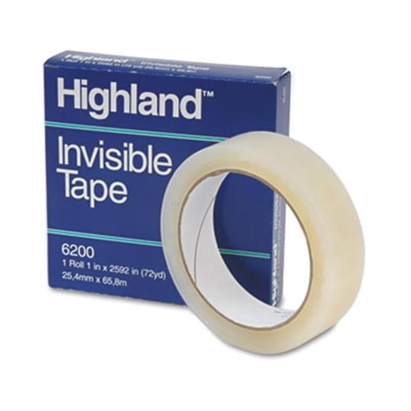 Highland Invisible Tape - Clear - 1in. x 2592in. - 3in. Core