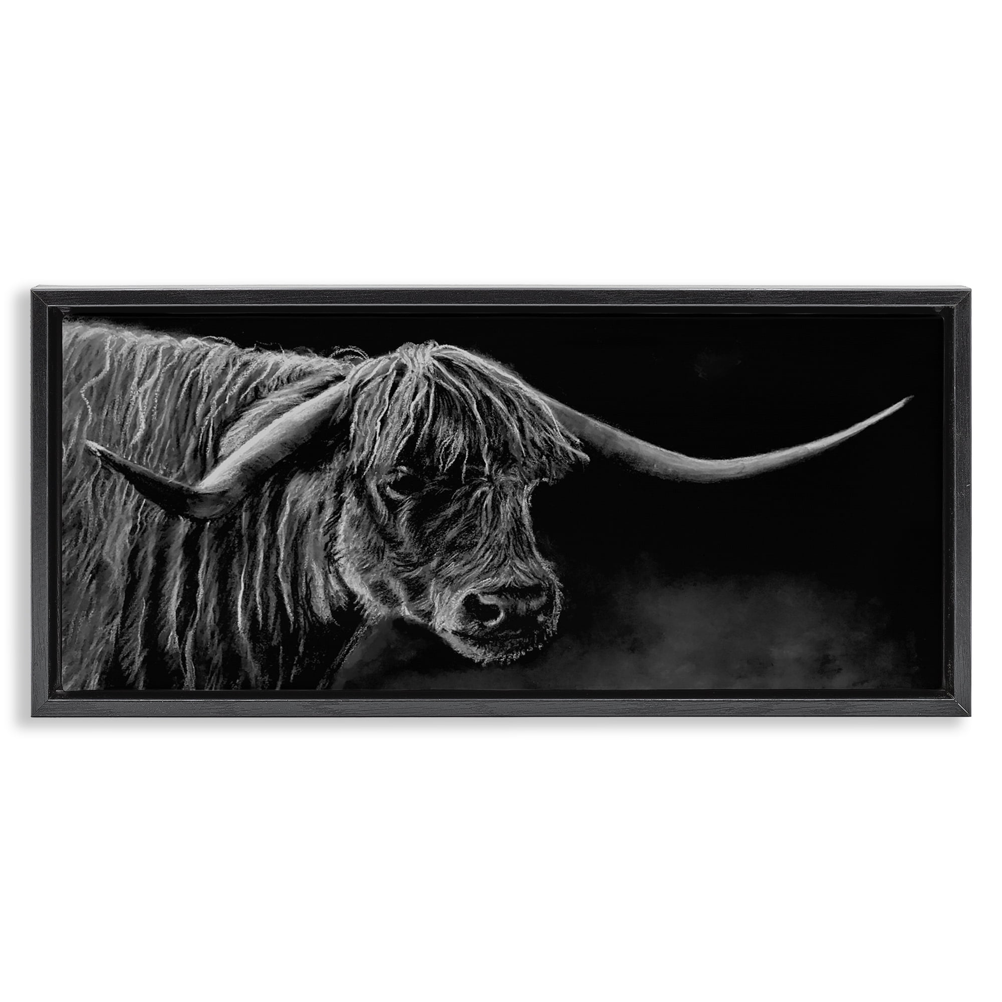 Highland Longhorn Portrait Black Framed Floater Canvas Wall Art, design by Patricia Reynolds