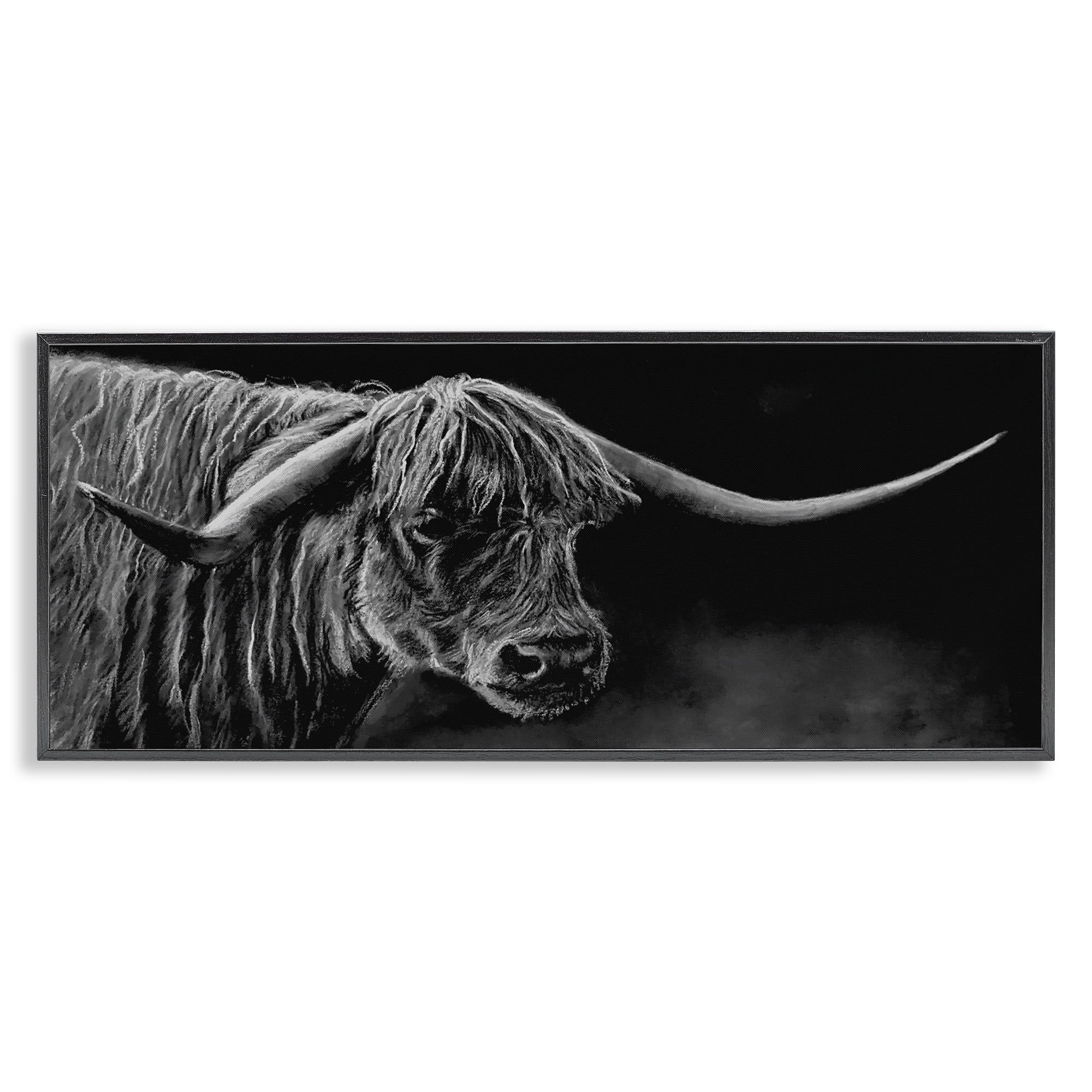 Highland Longhorn Portrait Black Framed Giclee Art, design by Patricia Reynolds